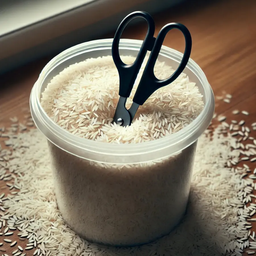 Stick a pair of scissors in the rice bin - a surprising use that few people know about.